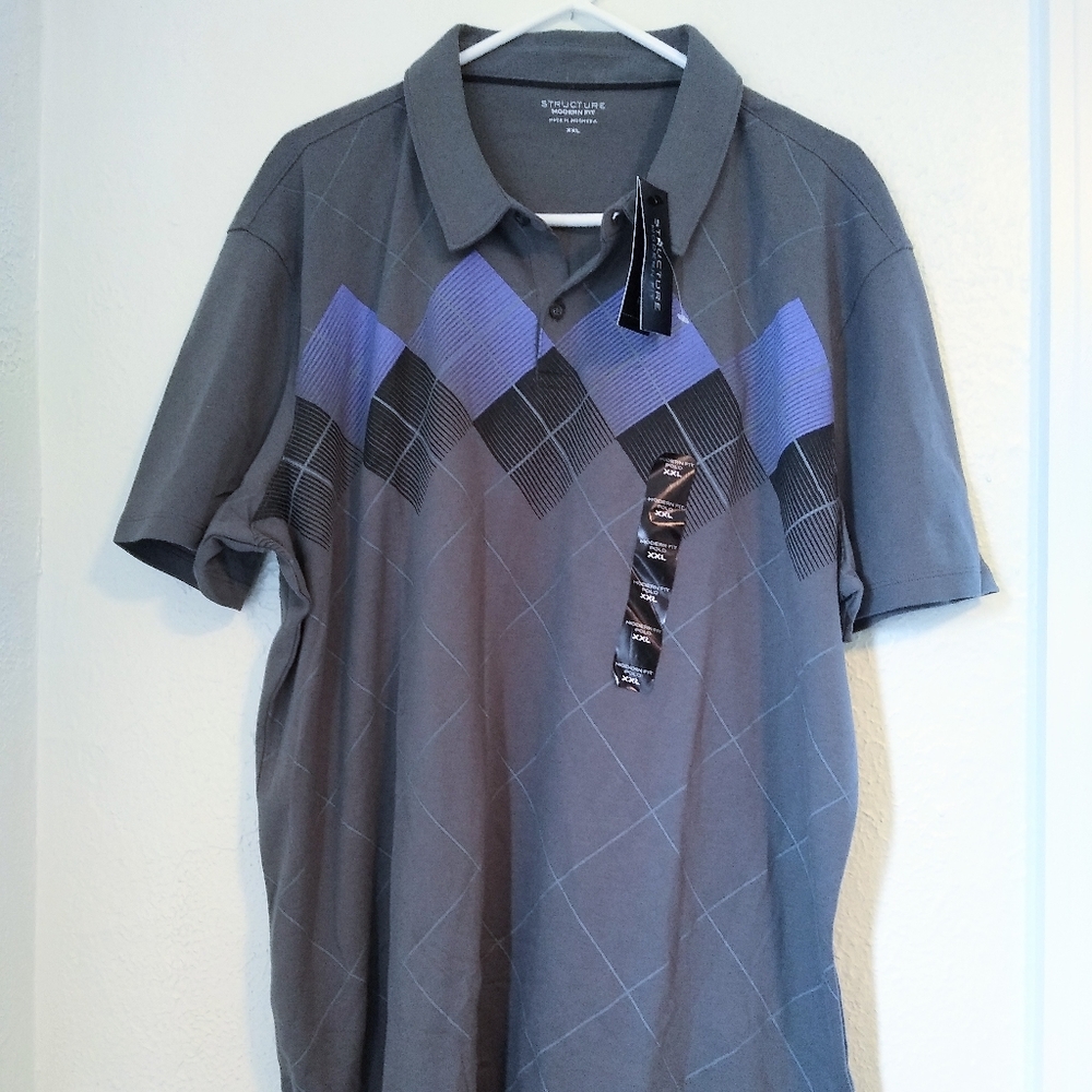STRUCTURE MENS MODERN FIT LUX POLO SHIRT